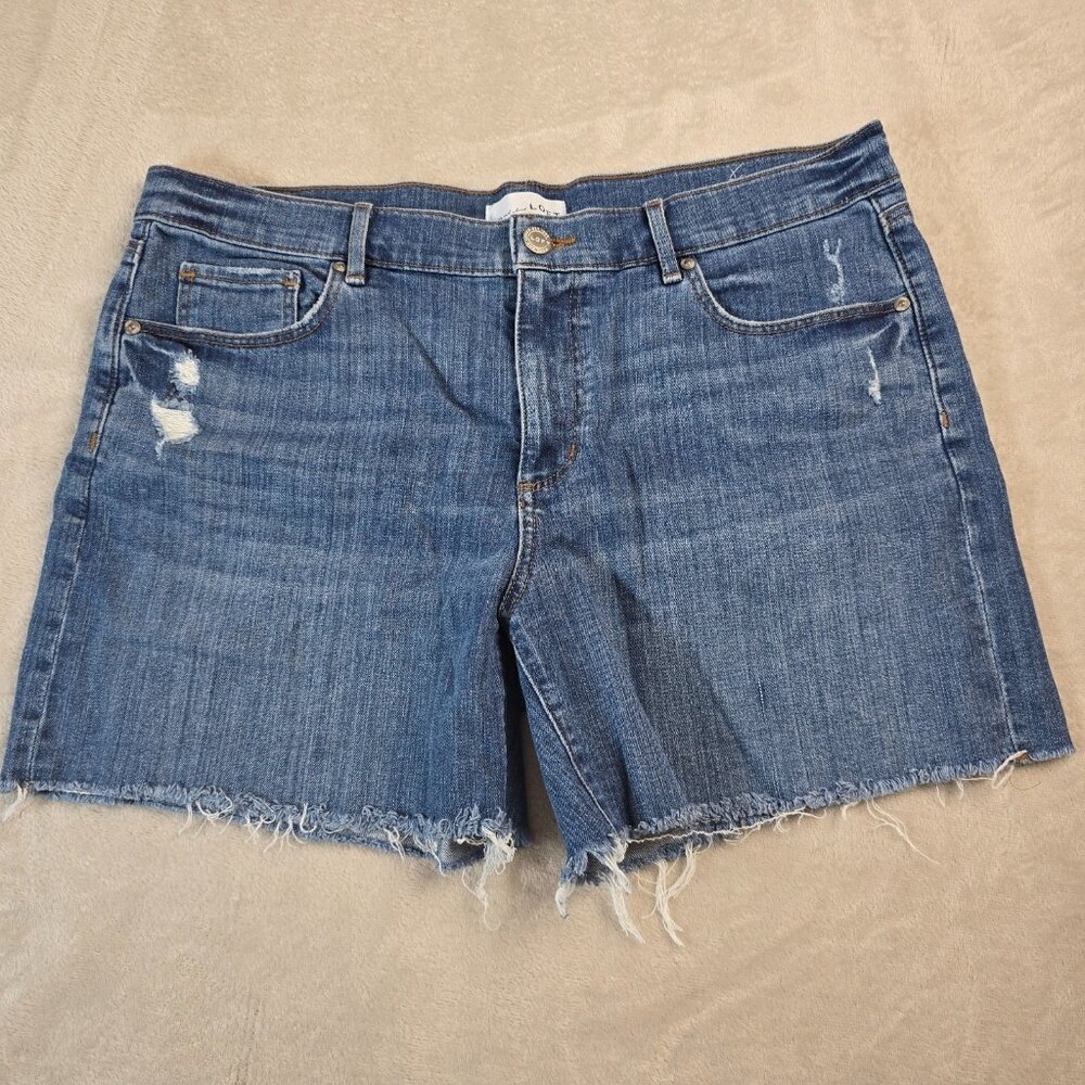 Loft Jean Shorts Womens Size 32 Blue Denim Cutoffs Summer Beach American Frayed